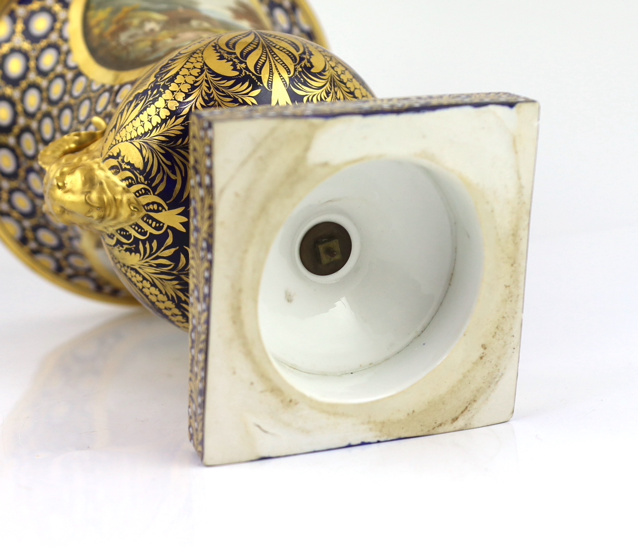 An unusual English porcelain campana vase, possibly Coalport, c.1825